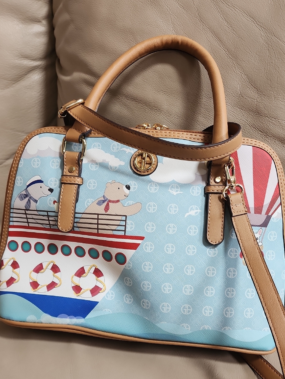 Giani Bernini Women’s Nautical Coated Canvas Satchel Preowned